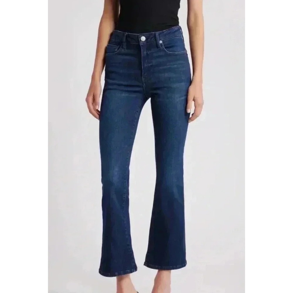 Frame Denim Le Crop Bell High Rise Flare Jeans Dark Wash Indigo Blue Size 28‎